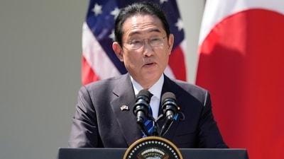 FILE - Japanese Prime Minister Fumio Kishida speaks during a news conference in the Rose Garden of the White House, April 10, 2024, in Washington. (AP) FILE - Japanese Prime Minister Fumio Kishida speaks during a news conference in the Rose Garden of the White House, April 10, 2024, in Washington. (AP)