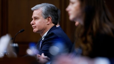 FILE PHOTO: FBI Director Christopher Wray testifies at a Senate Intelligence Committee hearing on worldwide threats to American security, on Capitol Hill in Washington, U.S., March 11, 2024. REUTERS/Julia Nikhinson/File Photo (REUTERS)
