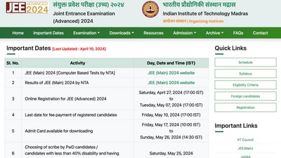 JEE Advanced 2024 registration date postponed (jeeadv.ac.in, screenshot) JEE Advanced 2024 registration date postponed (jeeadv.ac.in, screenshot)