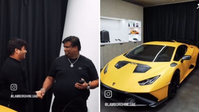 Businessman Vivek Kumar Rungta gifted the Lamborghini Huracan STO to his teenage son. (Instagram/lamborghini.uae) Businessman Vivek Kumar Rungta gifted the Lamborghini Huracan STO to his teenage son. (Instagram/lamborghini.uae)