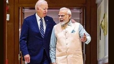 rime Minister Narendra Modi with US President Joe Biden. (PTI) rime Minister Narendra Modi with US President Joe Biden. (PTI)