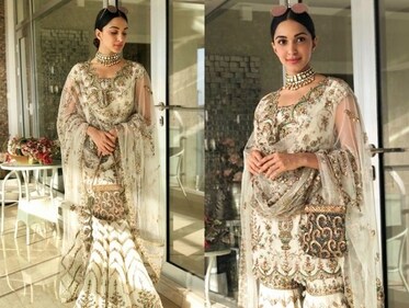 Kiara Advani in an ivory gold gharara set Kiara Advani in an ivory gold gharara set