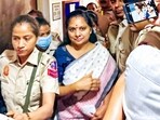 BRS leader K Kavitha being brought to Rouse Avenue court.