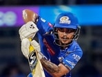 Mumbai Indians' Ishan Kishan plays a shot. Mumbai Indians' Ishan Kishan plays a shot.