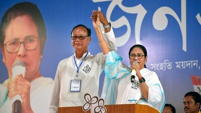 West Bengal Chief Minister and TMC supremo Mamata Banerjee addresses an election campaign rally in support of party candidate Jagadish Chandra Barma Basunia in Cooch Behar district, West Bengal. (PTI) West Bengal Chief Minister and TMC supremo Mamata Banerjee addresses an election campaign rally in support of party candidate Jagadish Chandra Barma Basunia in Cooch Behar district, West Bengal. (PTI)
