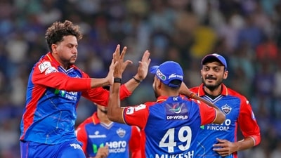 Lucknow were flying until Kuldeep Yadav turned the tables in the eighth over with two wickets off consecutive balls. He dismissed Marcus Stoinis with his fourth delivery and then the in-form Nicholas Pooran with his fifth. (ANI) Lucknow were flying until Kuldeep Yadav turned the tables in the eighth over with two wickets off consecutive balls. He dismissed Marcus Stoinis with his fourth delivery and then the in-form Nicholas Pooran with his fifth. (ANI)