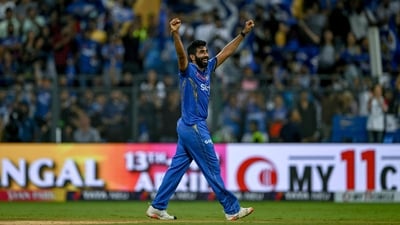 Mumbai Indians' Jasprit Bumrah celebrates after taking a wicket. (AFP) Mumbai Indians' Jasprit Bumrah celebrates after taking a wicket. (AFP)