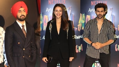 On Thursday evening, many celebrities came together under one roof to witness the magic of Imtiaz Ali at the special screening of his film Amar Singh Chamkila, held in Mumbai. Here’s a look at the best dressed celebs who arrived in style to watch Parineeti Chopra and Diljit Dosanjh on the big screen. (Varinder Chawla) On Thursday evening, many celebrities came together under one roof to witness the magic of Imtiaz Ali at the special screening of his film Amar Singh Chamkila, held in Mumbai. Here’s a look at the best dressed celebs who arrived in style to watch Parineeti Chopra and Diljit Dosanjh on the big screen. (Varinder Chawla)