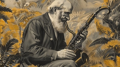Charles Darwin played a bassoon to a mimosa, to test whether plants could “hear”. He wanted to see if it would close its leaves, as it did when touched. (It didn’t.) Above, a recreation of the experiment, by Midjourney. Charles Darwin played a bassoon to a mimosa, to test whether plants could “hear”. He wanted to see if it would close its leaves, as it did when touched. (It didn’t.) Above, a recreation of the experiment, by Midjourney.