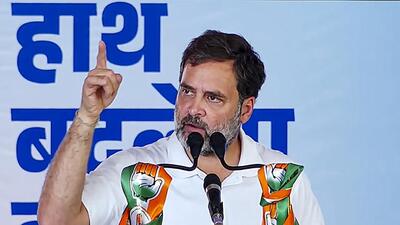 Congress leader Rahul Gandhi addresses a public meeting in Bikaner on Thursday. (PTI Photo) Congress leader Rahul Gandhi addresses a public meeting in Bikaner on Thursday. (PTI Photo)