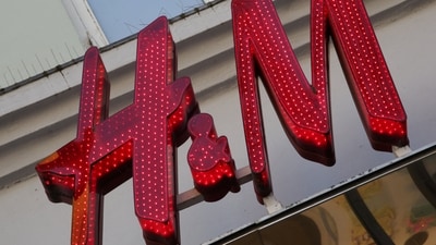 A view of the logo of fashion retailer H&M on one of its branches in Copenhagen, Denmark. (Reuters)