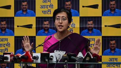 New Delhi, India - April 12, 2024: AAP leader Atishi addressing a press conference at AAP Party Office, DDU Marg in New Delhi, India, on Friday, April 12, 2024. (Photo by Vipin Kumar/ Hindustan Times) (Hindustan Times) New Delhi, India - April 12, 2024: AAP leader Atishi addressing a press conference at AAP Party Office, DDU Marg in New Delhi, India, on Friday, April 12, 2024. (Photo by Vipin Kumar/ Hindustan Times) (Hindustan Times)