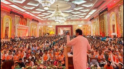 OP Dhankar addresses BJP workers in East Delhi. (HT Photo) OP Dhankar addresses BJP workers in East Delhi. (HT Photo)