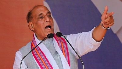 Defence minister Rajnath Singh during a public meeting in Uttar Pradesh. (PTI file photo) Defence minister Rajnath Singh during a public meeting in Uttar Pradesh. (PTI file photo)