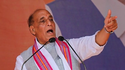 Defence minister Rajnath Singh during a public meeting. (PTI file photo) Defence minister Rajnath Singh during a public meeting. (PTI file photo)