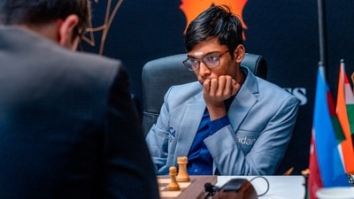 Grandmaster R Praggnanandhaa during Round 6 match against Grandmaster Nijat Abasov at the FIDE Candidates 2024 chess tournament, in Toronto (PTI) Grandmaster R Praggnanandhaa during Round 6 match against Grandmaster Nijat Abasov at the FIDE Candidates 2024 chess tournament, in Toronto (PTI)