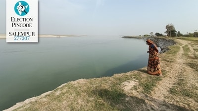 The Ghagra river has changed its course and is eating into Kharid village. The Ghagra river has changed its course and is eating into Kharid village.