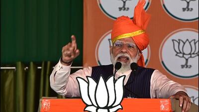 Prime Minister Narendra Modi addresses a public rally ahead of Lok Sabha Election in Udhampur, on Friday. (Waseem Andrabi /Hindustan Times) Prime Minister Narendra Modi addresses a public rally ahead of Lok Sabha Election in Udhampur, on Friday. (Waseem Andrabi /Hindustan Times)
