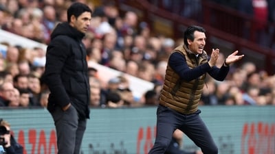 Aston Villa manager Unai Emery and Arsenal manager Mikel Arteta. (File photo) (REUTERS)