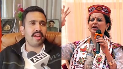 Congress leader Vikramaditya Singh and Kangana Ranaut, BJP's candidate from Mandi seat, trade barbs ahead of Lok Sabha polls. Congress leader Vikramaditya Singh and Kangana Ranaut, BJP's candidate from Mandi seat, trade barbs ahead of Lok Sabha polls.