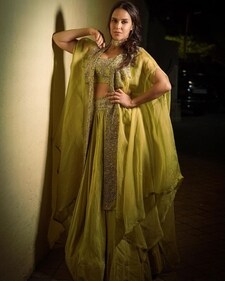 Neha Dhupia in a green organza set (Photo: Instagram) Neha Dhupia in a green organza set (Photo: Instagram)