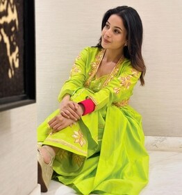 Shehnaaz Gill in a lime green anarkali set (Photo: Instagram) Shehnaaz Gill in a lime green anarkali set (Photo: Instagram)