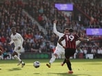 Manchester United vs Bournemouth: Manager Ten Hag watched in disbelief as his side gave the initiative over to Bournemouth. Bournemouth's Dutch striker (#19) Justin Kluivert shoots to score their second goal.