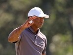 Tiger Woods acknowledges the crowd.