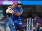 Mumbai Indians' Ishan Kishan plays a shot. Mumbai Indians' Ishan Kishan plays a shot.