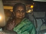 BRS leader K Kavitha leaves the Rouse Avenue Court in New Delhi, Friday, April 12.