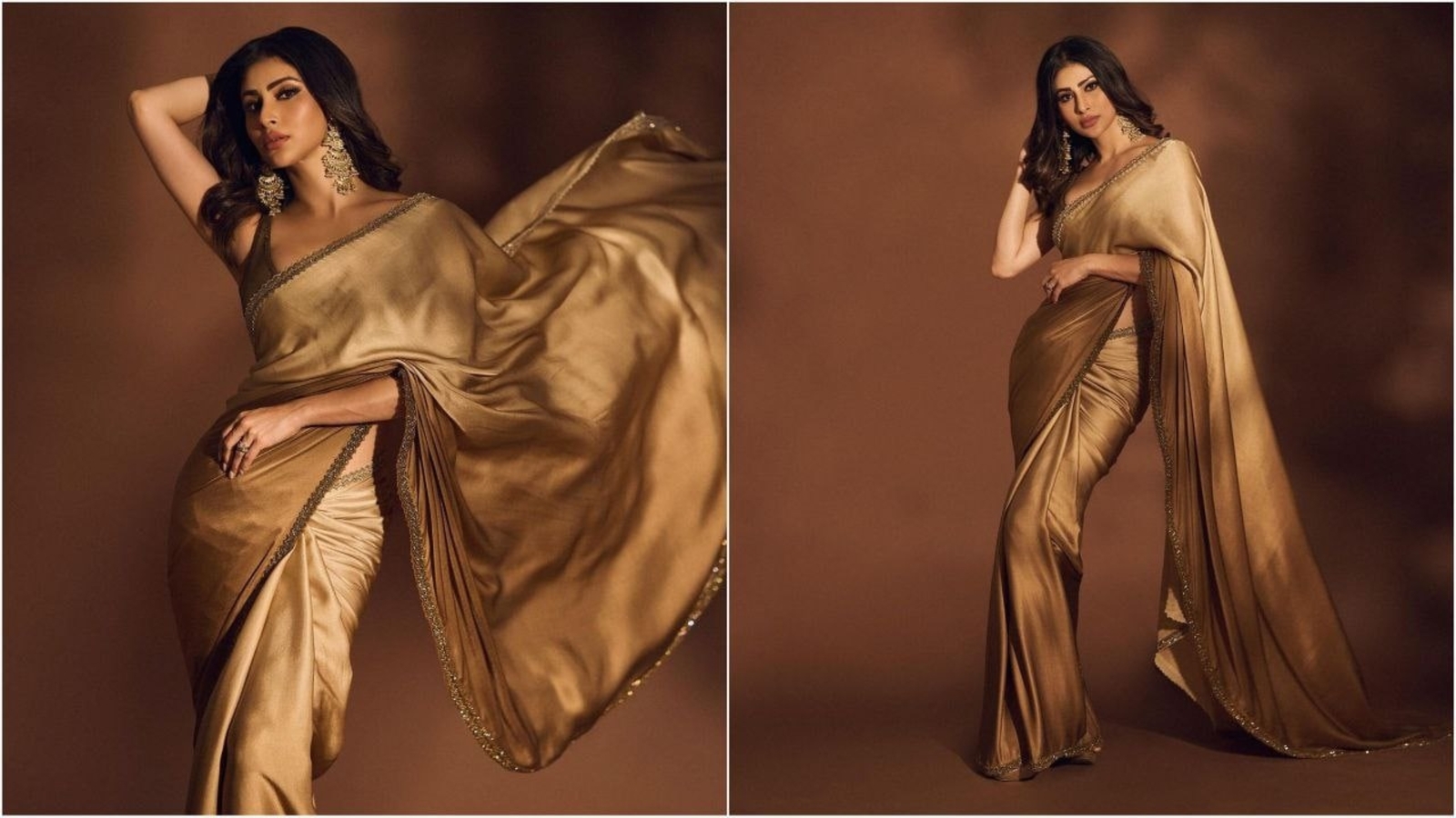 Mouni Roy, ruhani altın renkli sari rengiyle parlıyor ve festival sezonu için mükemmel etnik moda ilhamı sunuyor.  Resimleri kontrol et