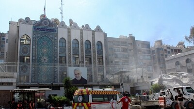 Suspected Israeli strike on Monday on Iran's consulate in Damascus, Syria (Reuters)