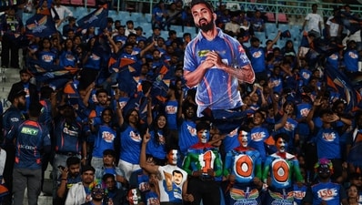 Members of LSG Brigade cheering for their team (Deepak Gupta/HT)