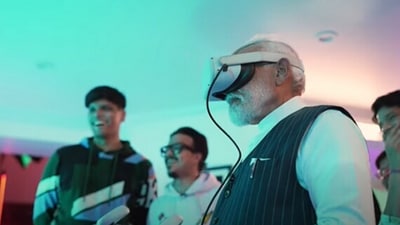 Prime Minister Narendra Modi tries hands at gaming during his interaction with India's top gamers. (YouTube/Narendra Modi) Prime Minister Narendra Modi tries hands at gaming during his interaction with India's top gamers. (YouTube/Narendra Modi)