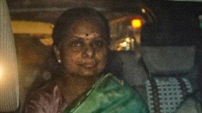 BRS leader K Kavitha leaves the Rouse Avenue Court in New Delhi, Friday, April 12. (PTI) BRS leader K Kavitha leaves the Rouse Avenue Court in New Delhi, Friday, April 12. (PTI)