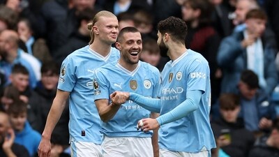 Manchester City's Mateo Kovacic celebrates scoring their second goal with Josko Gvardiol (Action Images via Reuters)