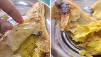 The image shows dead ants inside samosas bought from the DU canteen. (Instagram/@du__india)