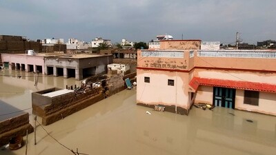 A general view of flooded houses following heavy rains in Gwadar, southwestern Balochistan province (AFP)