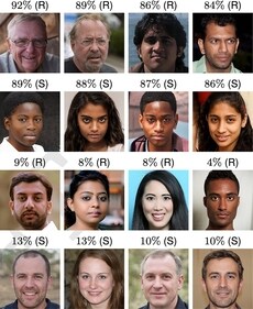 The most (Top and Upper Middle) and least (Bottom and Lower Middle) accurately classified real (R) and synthetic (S) faces. (Sophie J. Nightingale H. Farid) The most (Top and Upper Middle) and least (Bottom and Lower Middle) accurately classified real (R) and synthetic (S) faces. (Sophie J. Nightingale H. Farid)