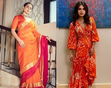 Kangana Ranaut and Priyanka Chopra slay in orange attire Kangana Ranaut and Priyanka Chopra slay in orange attire