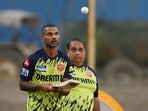 PBKS Captain Shikhar Dhawan during a practice session. PBKS Captain Shikhar Dhawan during a practice session.