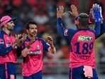 Rajasthan Royals' Yuzvendra Chahal (2L) celebrates a wicket. Rajasthan Royals' Yuzvendra Chahal (2L) celebrates a wicket.