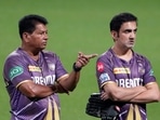 Kolkata Knight Riders coach Chandrakant Pandit and mentor Gautam Gambhir Kolkata Knight Riders coach Chandrakant Pandit and mentor Gautam Gambhir