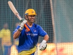 Chennai Super Kings player M.S. Dhoni during a practice session. Chennai Super Kings player M.S. Dhoni during a practice session.