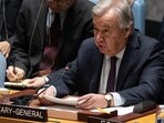 Israel-Hamas War: UN Secretary-General Antonio Guterres speaks during a United Nations Security Council meeting on Gaza. (AFP) Israel-Hamas War: UN Secretary-General Antonio Guterres speaks during a United Nations Security Council meeting on Gaza. (AFP)