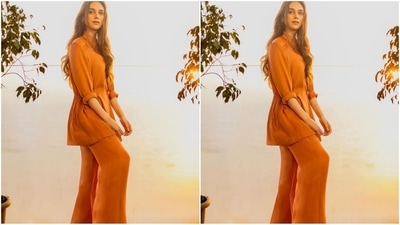 With the help of celebrity fashion stylist. Sanam Ratansi, Aditi kept her accessories to a minimum and styled her look with a pair of gold hoop earrings and high heels to add the perfect finishing touches. (Instagram/@aditiraohydari)