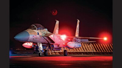 An Israeli Air Force fighter aircraft reportedly after a mission to intercept incoming airborne threats. (AFP) An Israeli Air Force fighter aircraft reportedly after a mission to intercept incoming airborne threats. (AFP)