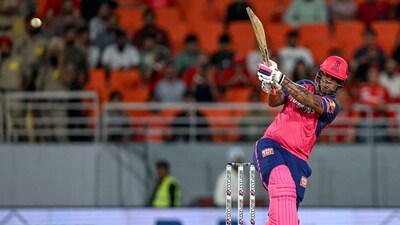 Rajasthan Royals' Shimron Hetmyer plays a shot. (AFP) Rajasthan Royals' Shimron Hetmyer plays a shot. (AFP)