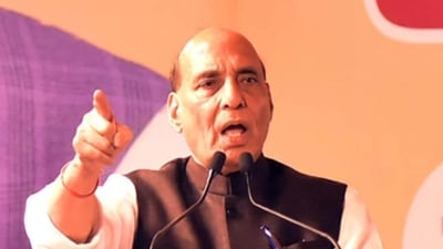 Defence minister Rajnath Singh said PM Modi had a talk with Qatar's President and within 2-3 days the punishment of Navy veterans was reversed (Sakib Ali/HT Photo) Defence minister Rajnath Singh said PM Modi had a talk with Qatar's President and within 2-3 days the punishment of Navy veterans was reversed (Sakib Ali/HT Photo)