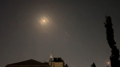 Explosions lighting up Jerusalem sky during Iranian attack on Israel. (AFP) Explosions lighting up Jerusalem sky during Iranian attack on Israel. (AFP)